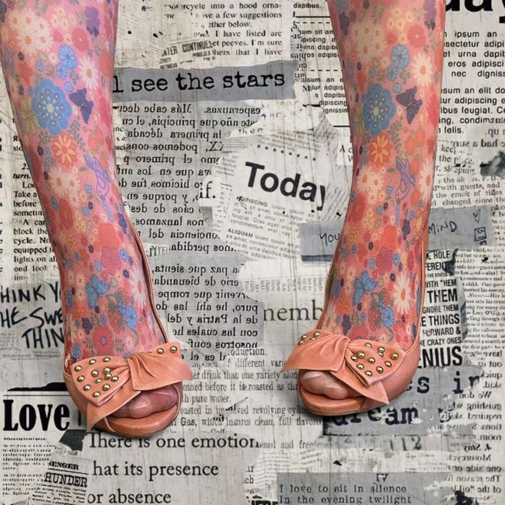 Red by valentino coral pink gold studded bow peep toe heels W SZ6.5